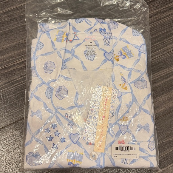 LoveShackFancy x Roller Rabbit Starry Nights Lattice Polo Pajamas - Picture 8 of 12